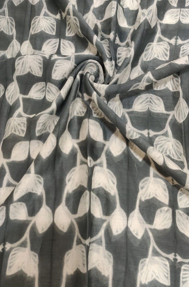 Grey Shibori Cotton Silk Fabric ( 2.5 Mtr ) - Luxurion World