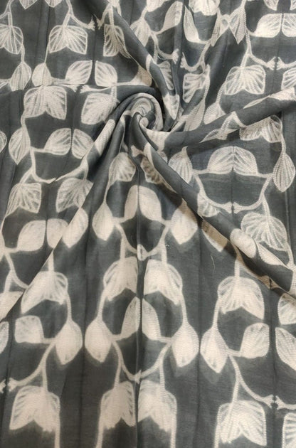 Grey Shibori Cotton Silk Fabric ( 2.5 Mtr ) - Luxurion World