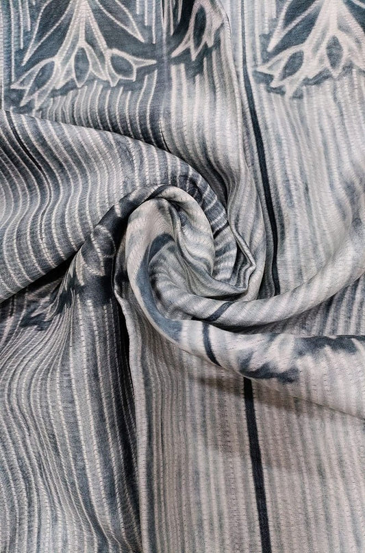 Grey Shibori Cotton Silk Fabric ( 2.5 Mtrs ) - Luxurion World