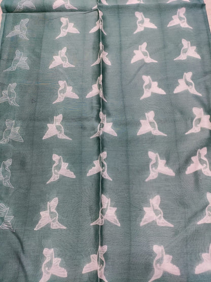 Grey Shibori Cotton Silk Fabric ( 2.5 Mtrs ) - Luxurion World