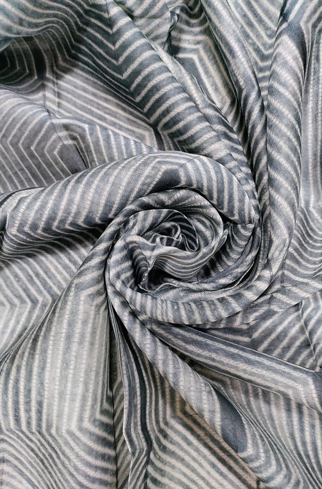 Grey Shibori Cotton Silk Fabric ( 2.5 Mtrs ) - Luxurion World