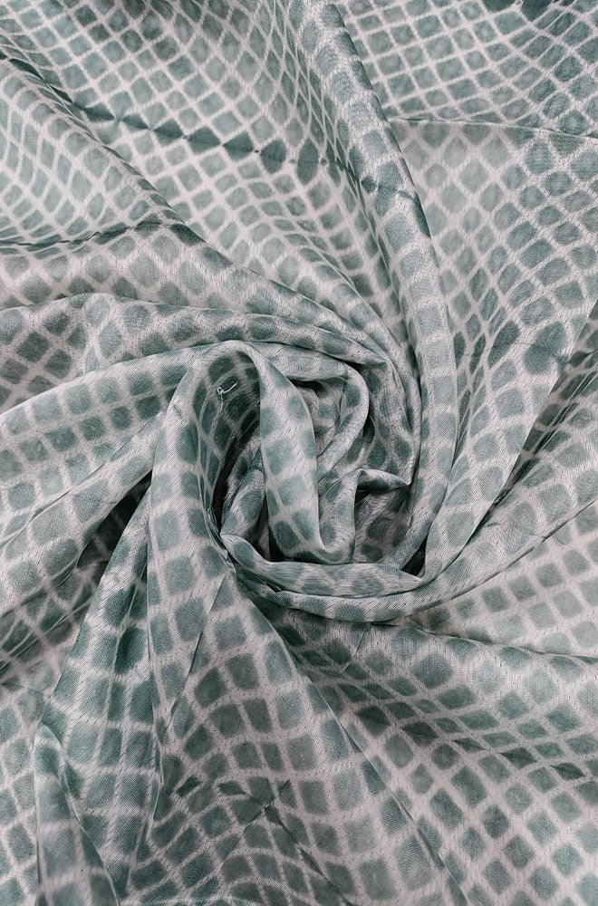 Grey Shibori Cotton Silk Fabric ( 2.5 Mtrs ) - Luxurion World
