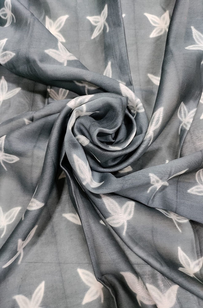 Grey Shibori Cotton Silk Fabric ( 2.5 Mtrs )