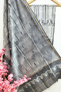 Grey Shibori Cotton Silk Two Piece Unstitched Suit Set - Luxurion World