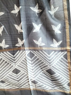 Grey Shibori Cotton Silk Two Piece Unstitched Suit Set - Luxurion World