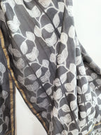 Grey Shibori Cotton Silk Two Piece Unstitched Suit Set - Luxurion World