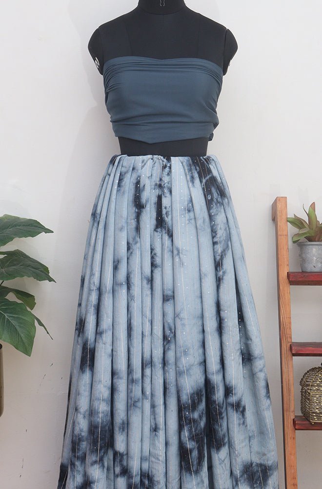 Grey Trendy Cotton Silk Tie & Dye Lehenga With Satin Silk Blouse Piece Fabric - Luxurion World