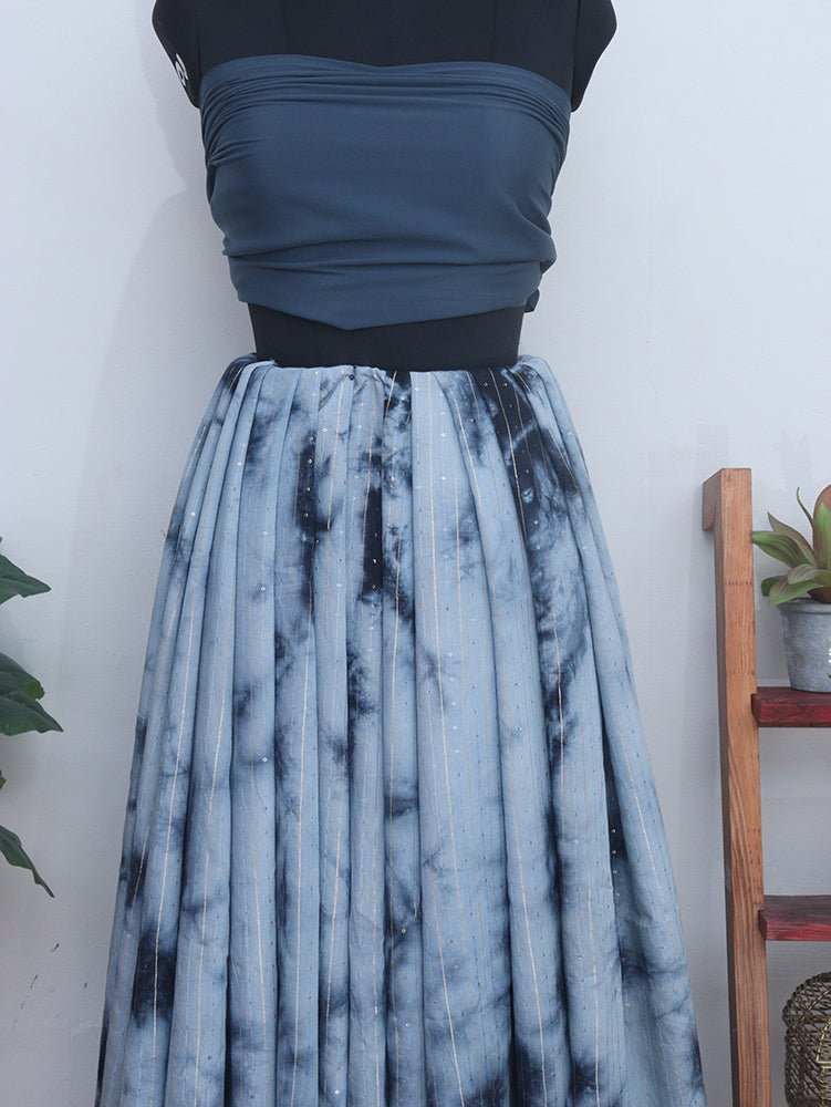 Grey Trendy Cotton Silk Tie & Dye Lehenga With Satin Silk Blouse Piece Fabric - Luxurion World