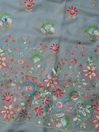 Grey Trendy Georgette Sequence Work Fabric ( 1 Mtr ) - Luxurion World