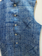 Indigo Mashru Silk Nehru Jacket - Luxurion World