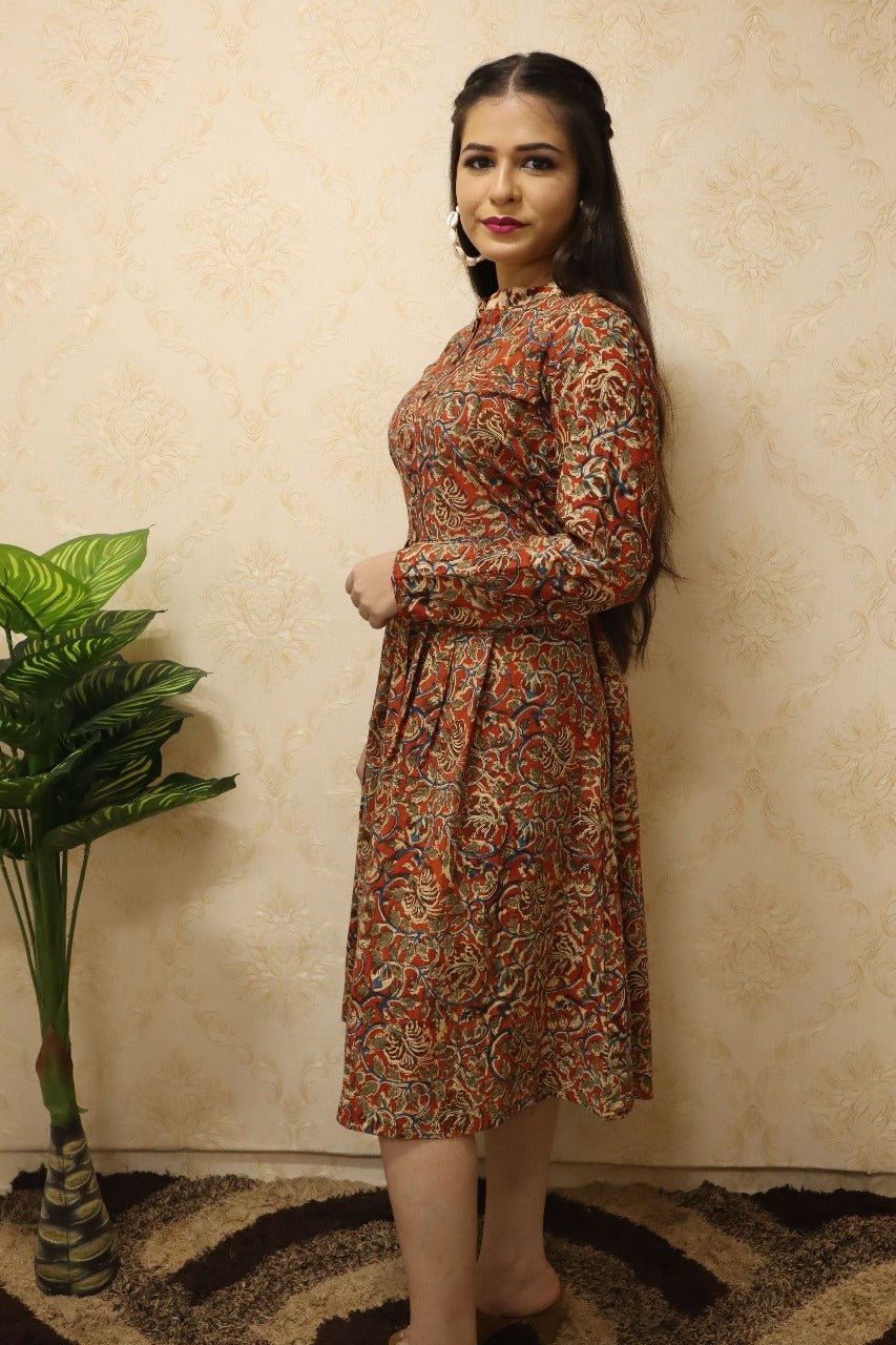 Kalamkari Printed Cotton Kurti - Luxurion World