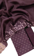 Maroon Banarasi Moonga Silk Three Piece Unstitched Suit Set - Luxurion World