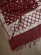 Maroon Banarasi Organza Dupatta - Luxurion World