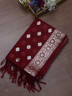 Maroon Banarasi Organza Dupatta - Luxurion World