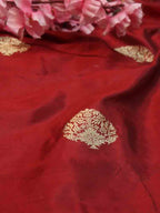 Maroon Banarasi Pure Katan Silk Kadwa Fabric ( 1 Mtr ) - Luxurion World