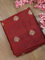 Maroon Banarasi Pure Katan Silk Kadwa Fabric ( 1 Mtr ) - Luxurion World
