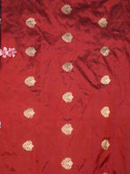 Maroon Banarasi Pure Katan Silk Kadwa Fabric ( 1 Mtr ) - Luxurion World