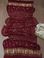 Maroon Bandhani Gajji Silk Dupatta - Luxurion World
