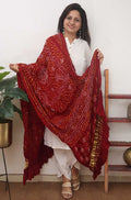 Maroon Bandhani Gajji Silk Dupatta - Luxurion World