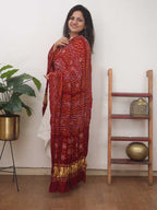Maroon Bandhani Gajji Silk Dupatta - Luxurion World