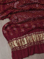 Maroon Bandhani Gajji Silk Dupatta - Luxurion World