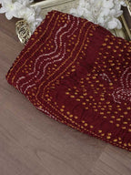 Maroon Bandhani Gajji Silk Dupatta - Luxurion World