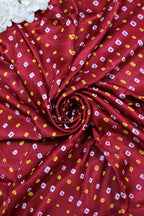 Maroon Bandhani Pure Gajji Silk Fabric ( 1 Mtr ) - Luxurion World