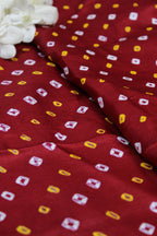 Maroon Bandhani Pure Gajji Silk Fabric ( 1 Mtr ) - Luxurion World