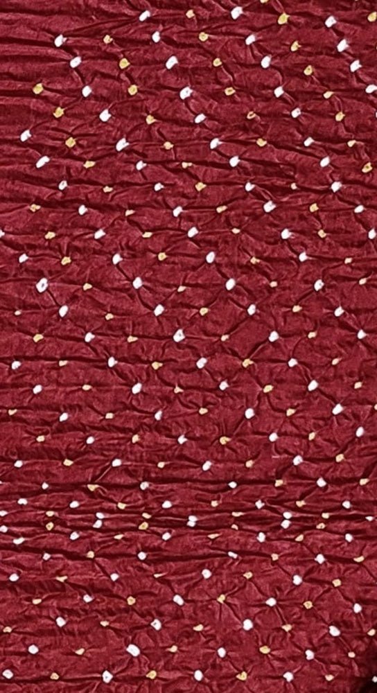Maroon Bandhani Pure Gajji Silk Fabric ( 1 Mtr ) - Luxurion World