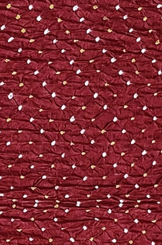 Maroon Bandhani Pure Gajji Silk Fabric ( 1 Mtr ) - Luxurion World