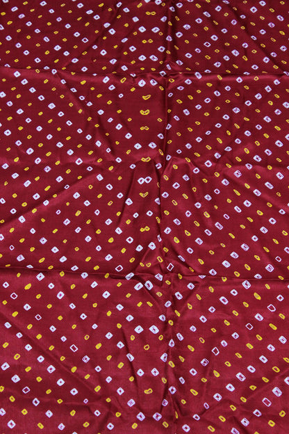 Maroon Bandhani Pure Gajji Silk Fabric ( 1 Mtr ) - Luxurion World