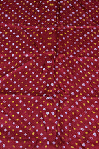 Maroon Bandhani Pure Gajji Silk Fabric ( 1 Mtr ) - Luxurion World