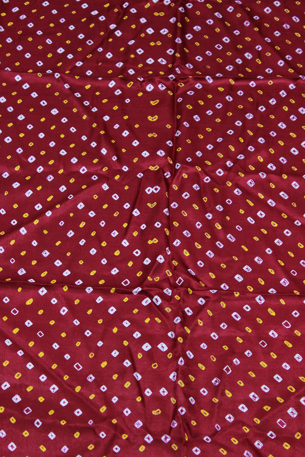 Maroon Bandhani Pure Gajji Silk Fabric ( 1 Mtr ) - Luxurion World