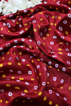 Maroon Bandhani Pure Gajji Silk Fabric ( 1 Mtr ) - Luxurion World