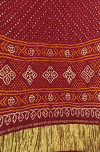 Maroon Bandhani Pure Gajji Silk Saree - Luxurion World