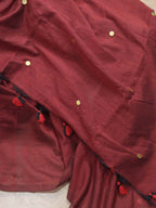 Maroon Bengal Plain Cotton Saree - Luxurion World