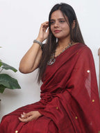 Maroon Bengal Plain Cotton Saree - Luxurion World