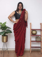 Maroon Bengal Plain Cotton Saree - Luxurion World