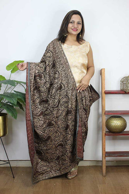 Maroon Embroidered Trendy Velvet Dupatta
