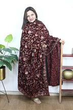 Maroon Embroidered Trendy Velvet Dupatta - Luxurion World
