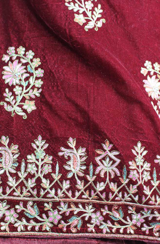 Maroon Embroidered Trendy Velvet Dupatta - Luxurion World