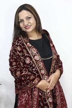 Maroon Embroidered Trendy Velvet Dupatta - Luxurion World