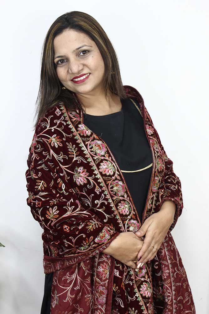 Maroon Embroidered Trendy Velvet Dupatta - Luxurion World