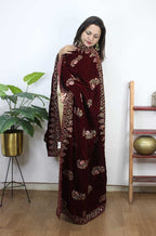 Maroon Embroidered Trendy Velvet Dupatta - Luxurion World
