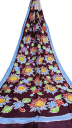 Maroon Hand Batik Silk Saree - Luxurion World
