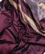 Maroon Handloom Banarasi Pure Katan Silk Kadwa Saree - Luxurion World