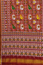 Maroon Handloom Double Ikat Patan Patola Pure Silk Saree - Luxurion World