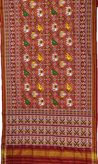 Maroon Handloom Double Ikat Patan Patola Pure Silk Saree - Luxurion World
