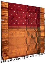 Maroon Handloom Kanjeevaram Pure Silk Saree - Luxurion World