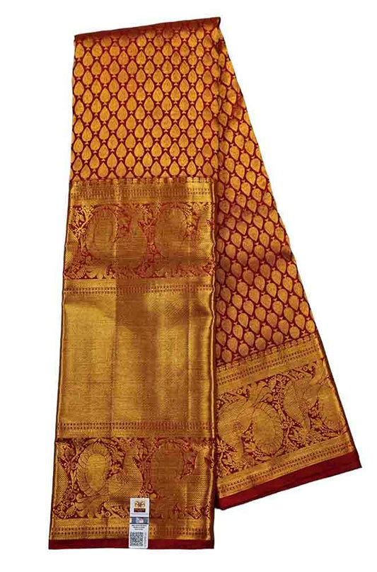 Maroon Handloom Kanjeevaram Pure Silk Saree - Luxurion World